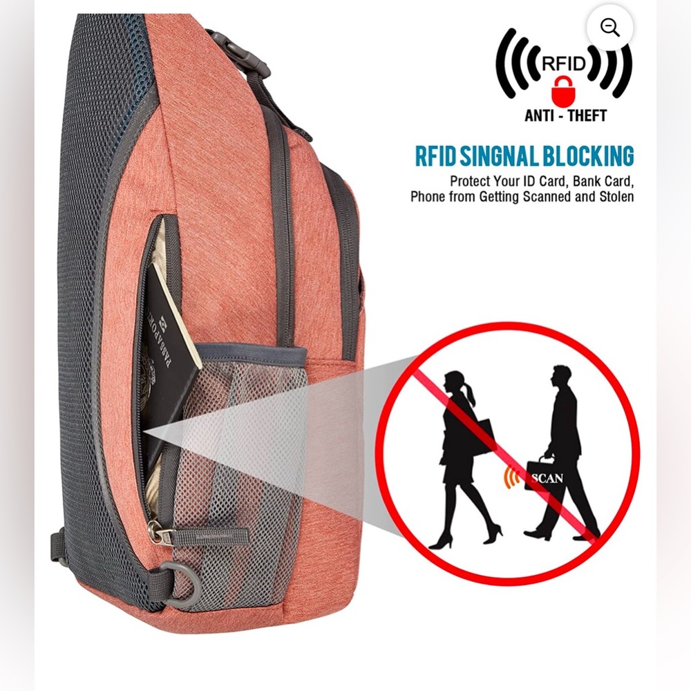 NWT Sling Bag RFID Blocking Sling Backpack Crossbody Chest Bag Daypack - Picture 2 of 10
